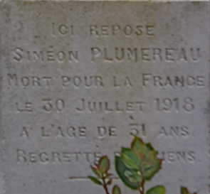 Cimetière de Loudun — Plumereau Siméon, mort pour la France